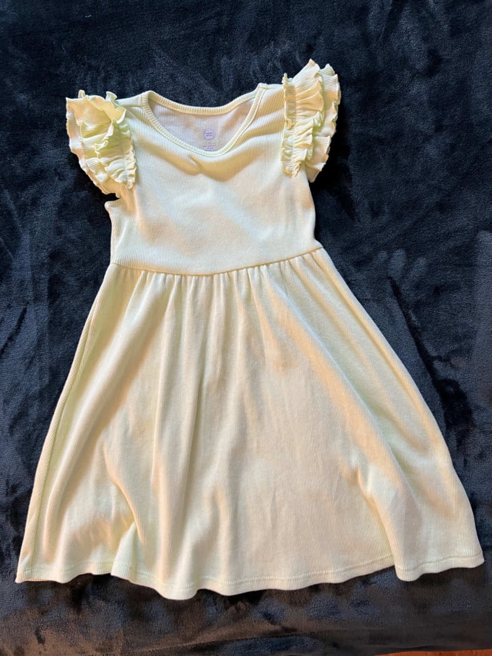 Girls Light Green  Ruffle Sleeve Summer Dress-so easy and comfortable to pop on